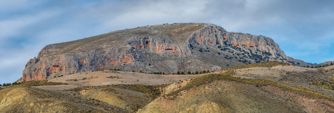 Valley of the Fardes River and the Mencal hill. Landscapes of the interior of Granada - Spain	