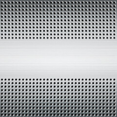 Perforated metal plate with place for text.