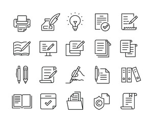 Copywriting Icons - Vector Line. Editable Stroke. Vector Graphic