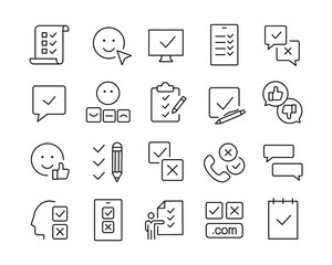 Survey Icons - Vector Line Icons. Editable Stroke. Vector Graphic