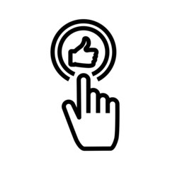 Vector graphics. SEO marketing, analytics, advertising, business icon. Linear icon, feedback button. Linear icons such as feedback, message icon, and thumb up.