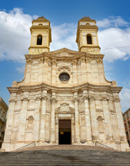 Fototapeta na wymiar Facade of the Sant'Anna church in Cagliari, Italy