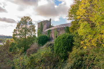 historic castle tower at Brecon Powys Wales UK