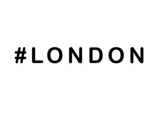 London hashtag word on white