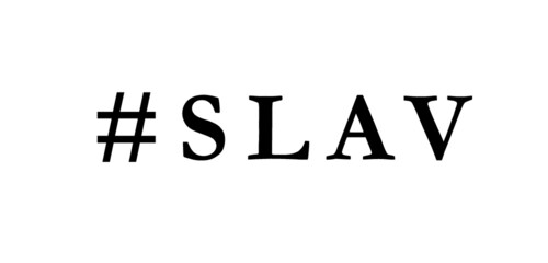 Slav word hashtag on white