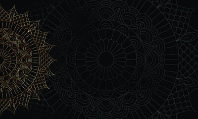 Dreamy gold background with mandala pattern. Vector background for yoga, meditation poster. Beautiful vector pattern with ornament mandala. Can be used to print on the phone, to create a poster.