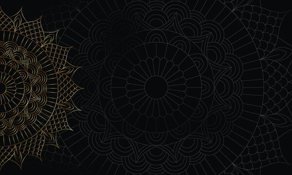 Dreamy gold background with mandala pattern. Vector background for yoga, meditation poster. Beautiful vector pattern with ornament mandala. Can be used to print on the phone, to create a poster.