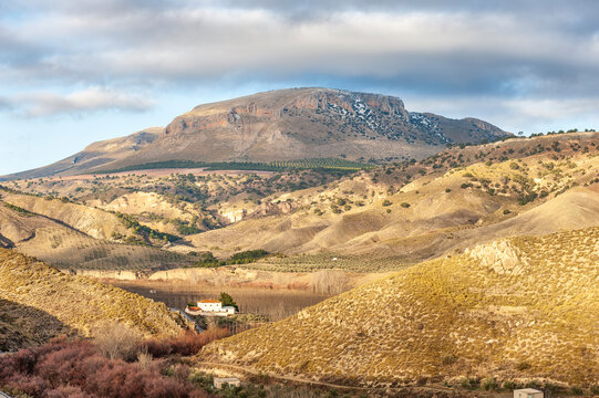 Valley of the Fardes River and the Mencal hill. Landscapes of the interior of Granada - Spain