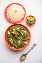 Palak gosht or spinach mutton curry