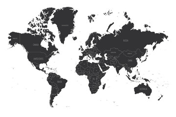Obraz premium Black outline political map of World.
