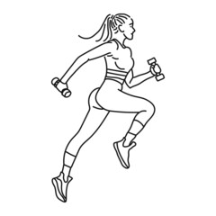 Fototapeta na wymiar striped illustration Athlete girl running sport jogging training