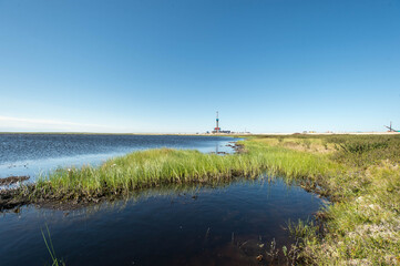 drilling rig in the tundra in summer