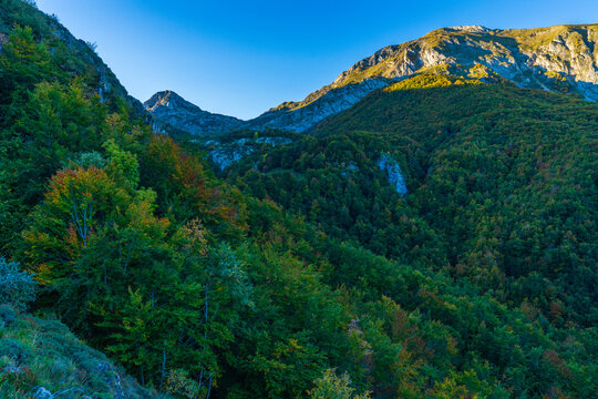 Autumn landscape in the Somiedo natural park in Asturias. 
