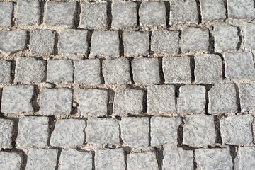 Gray granite square cobblestone surface. Vector stone texture background