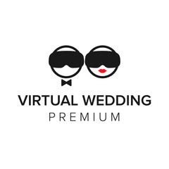 Virtual Wedding Logo icon vector template