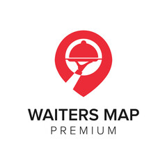 waiters map logo icon vector template
