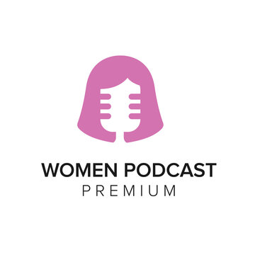 women podcast logo icon vector template