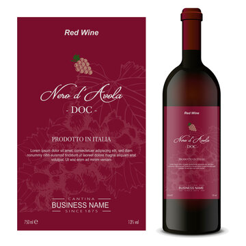 Premium Quality Red and White Wine Labels with Bottle 