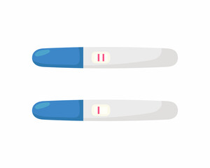 Positive and negative pregnancy tests isolated on white background. Vector illustration