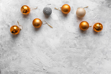 Bright colored Christmas balls on a white background.