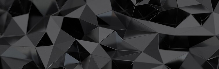 Obraz premium High resolution 3d abstract geometric black background, triangle seamless