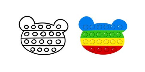 Hand drawn Pop it toy. Doodle trendy toy antistress. Vector illustration.