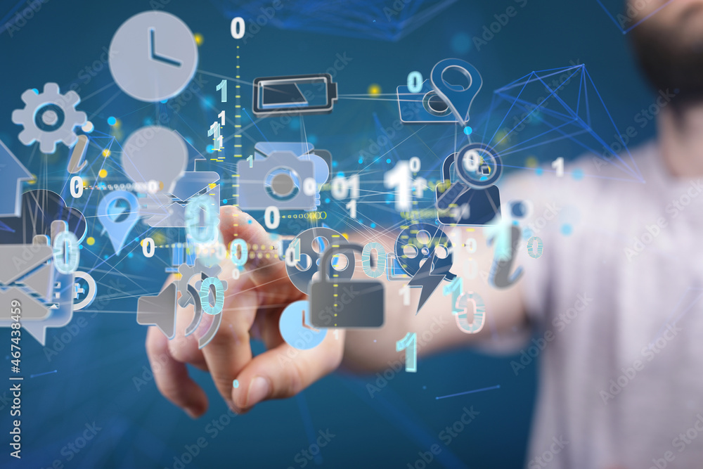 Poster data Internet infrastructure concept. Abstract technology background. 3D rendering.