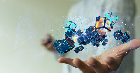 small data Cloud technology. Polygonal wireframe art looks like constellation