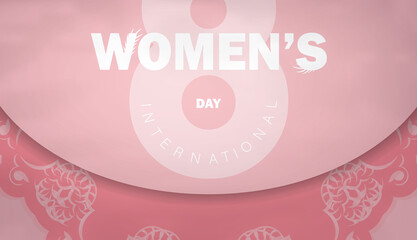 8 March pink card with abstract pattern
