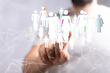 Business people silhouettes network team