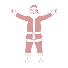 Fototapeta premium Vector illustration of a happy Santa Claus with his hands up