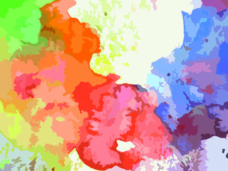 Colorful watercolor splashes for textiles or wallpaper. Rainbow watercolor bursts in the form of a frame for backgrounds and textures, posters, prints and cards, fabric products, covers, etc.