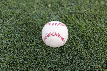 Baseball on grass