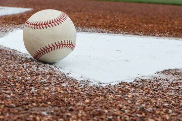 Close up of baseball on the field