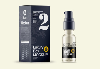 Spray Bottle with Box Mockup