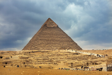 Fototapeta na wymiar Pyramid of Khafre on the Giza plateau. Cairo, Egypt, Africa