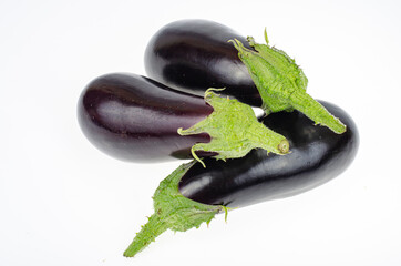 Ripe eggplant on white background. Studio Photo
