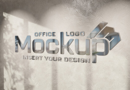 Logo Mockup with 3D Glossy Effect on Sunlit Wall