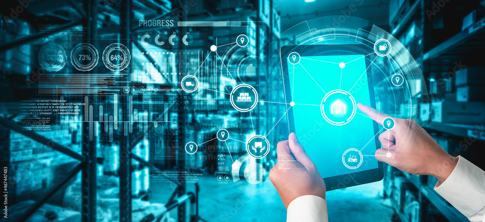 Poster smart warehouse management system with innovative internet of things technology to identify package 