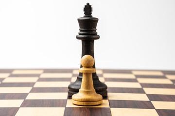 King and pawn on a chessboard