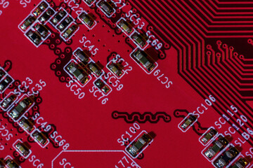 Large elements of a video card for a modern new generation microchip based on nanometer technology, transistor and processor electronic equipment. IT technologies in programming