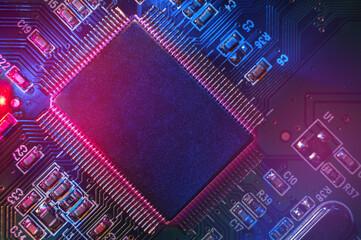Large elements of an SSD memory storage device for a modern new generation microchip based on...