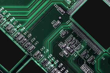 Large elements of an SSD memory storage device for a modern new generation microchip based on...