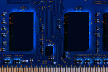 Large elements of an SSD memory storage device for a modern new generation microchip based on...