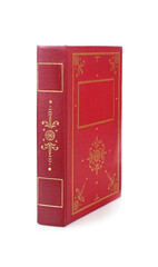 Book in red cover with white sheets isolated on a white background