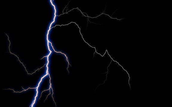 Bright lightning bolt isolated on black background.