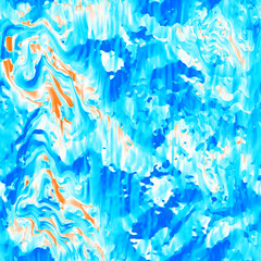 Wavy summer dip dye background. Ombre color blend for beach swimwear, trendy fashion print. Boho dripping wave digital watercolor effect. High resolution artistic seamless pattern material.