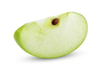 slice green apple on white background, clipping path, full depth of field