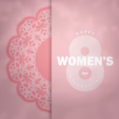 Flyer 8 march international womens day pink color with abstract ornament