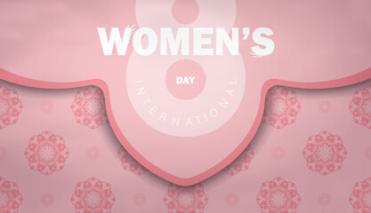 Flyer 8 march international womens day pink color with winter ornament